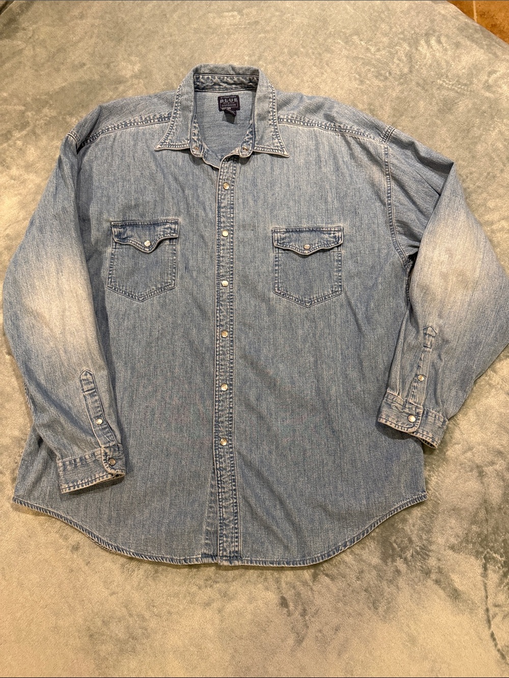 Structure Men’s Light Blue Denim Pearl Snap Shirt,Sz XL